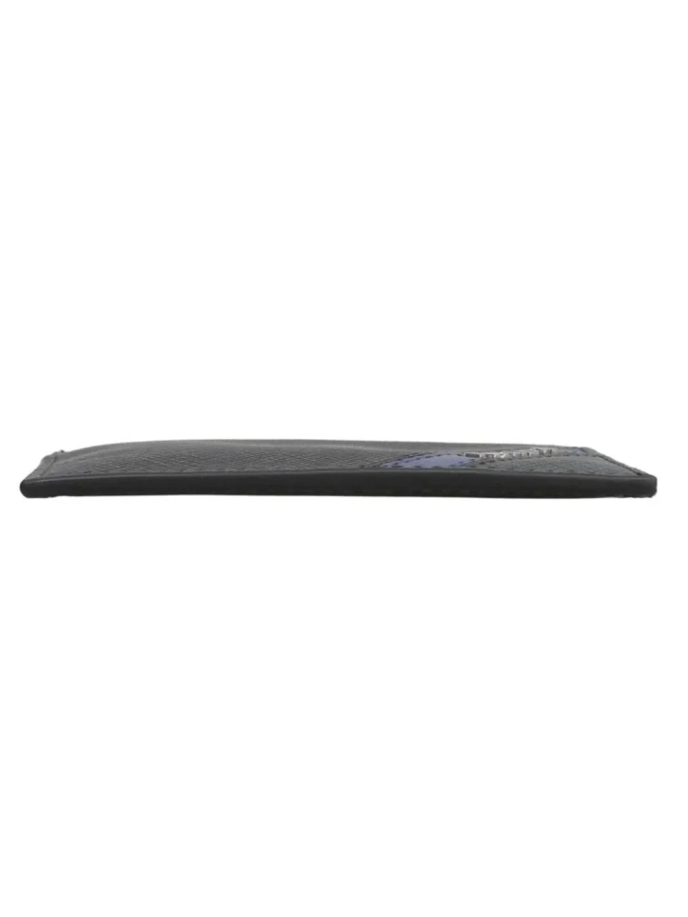 Prada Saffiano Leather Stripe Logo Business Card Case Black